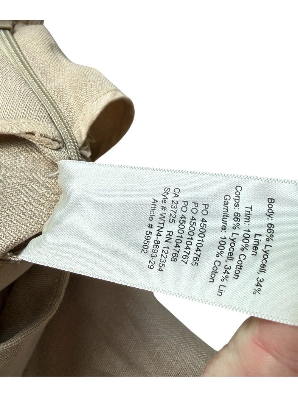 Wilfred by Aritzia Linen Wrap Jumpsuit Tie Waist Wide Leg 10 Beige Minimalist